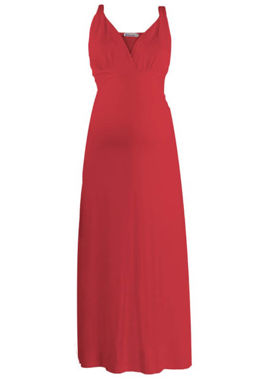Queen Bee Marshall Red Maternity Maxi Dress by Queen mum