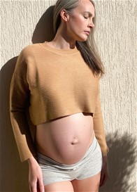 Lait & Co - Loren Ribbed Knit Crop Top in Camel
