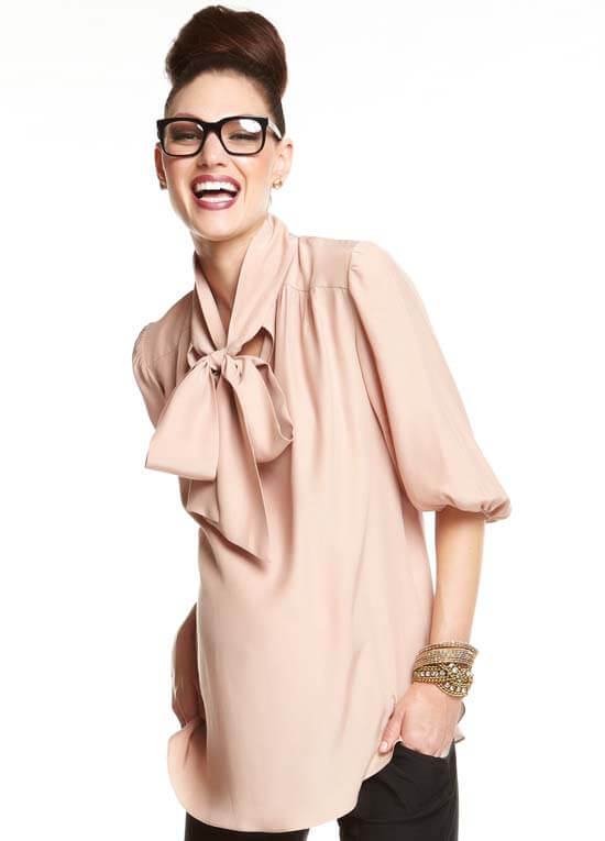 Betty Pussy Bow Maternity Blouse In Blush By More Of Me