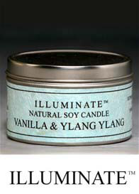 Illuminate - Soy-based Candle in Tin w Vanilla & Ylang Ylang fragrance