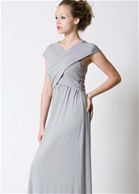 Dote - Smoke Maxi Nursing/Maternity Dress in Light grey
