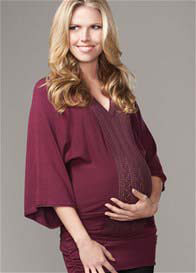 Maternal America - Dolman Sleeve Maternity Sweater in Grape