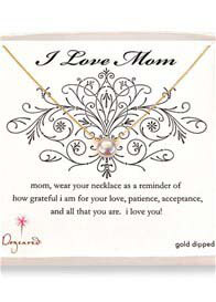 Dogeared - I Love Mom Gold Dipped Necklace w Large White Pearl