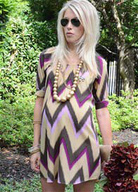 More of Me - Gold Ikat Chevron Fave Shirtdress
