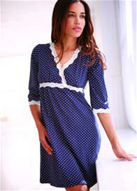 Belabumbum - Kimono Nursing Dress in Navy Polkadot