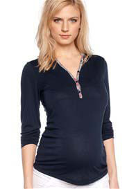 Esprit - Navy Contrast Trim Henley - ON SALE