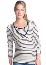 Esprit - Long Sleeve Nursing Top in Navy Stripes