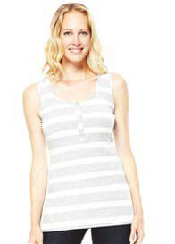 NOM - Straight Snap Nursing Tank in Grey Stripes