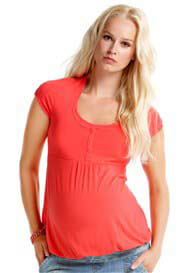 Esprit - Short Sleeve Nursing Henley in Azalea