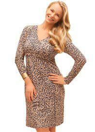 Milk Nursingwear - Navy Print V-Neck Nursing Dress