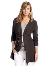 Esprit - Long Cotton Blend Cardigan in Coffee