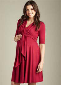 Maternal America - Burgundy Front Tie Nursing Dress