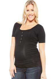 NOM - Short Sleeve Nursing Tee in Black 
