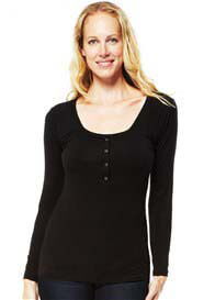 NOM - Straight L/S Nursing Henley in Black