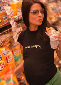 2 chix - Were Hungry Maternity Tee
