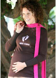 2 chix - Whats Kickin L/S Maternity Tee w Pink Writing - ON SALE