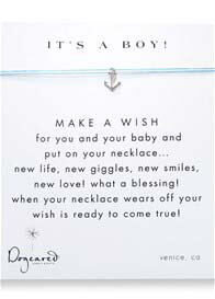 Dogeared - Its A Boy Make A Wish Silk Necklace w Anchor Charm
