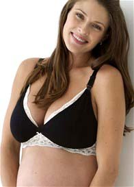 Belabumbum - Black Lotus Microfibre Nursing Bra in Black with Pearl Lace - ON SALE