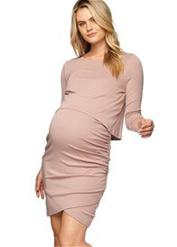 Nostalgia Layered Maternity Nursing Dress in Grey by Bae The Label
