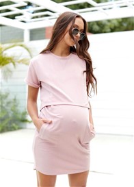 Bae - Take It Easy Nursing Tee Dress in Pink