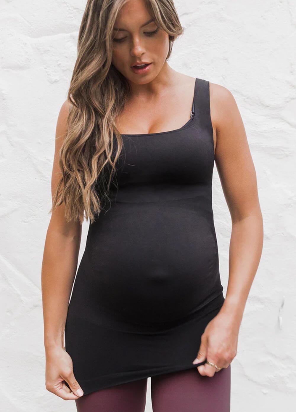 Blanqi Maternity Belly Support Tank Top • Black Small