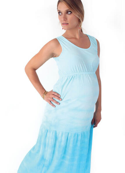 Glacier Blue Tiered Maternity Maxi Dress by Nuka Maternity