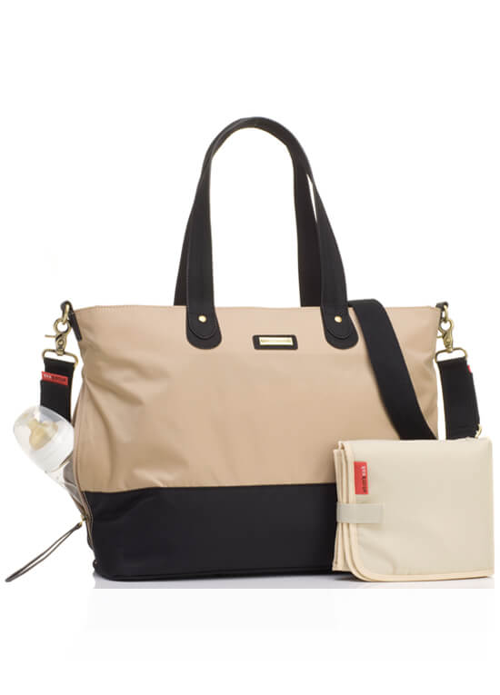 Baby Change Tote Bag in Champagne/Black by Storksak