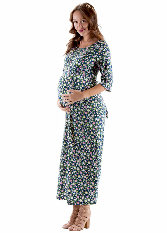 London Floral Print Maternity Maxi Dress by Trimester Clothing