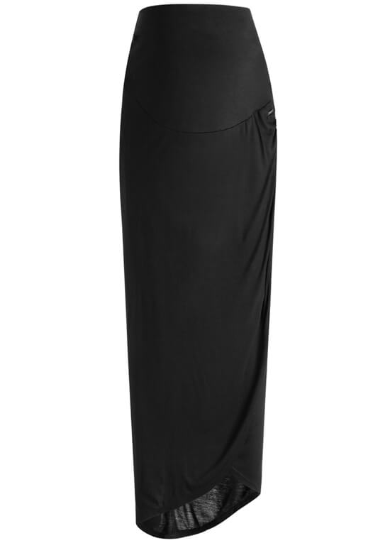 Over Bump Faux Wrap Maternity Maxi Skirt in Black by Esprit
