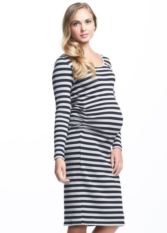 Krish Long Sleeve Black Stripe Maternity Dress by Soon Maternity