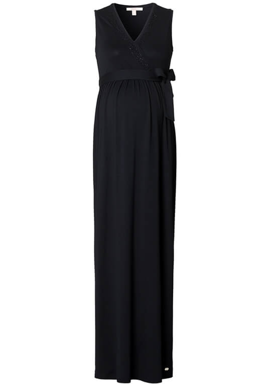 Beaded Neckline Maternity Maxi Dress in Black by Esprit