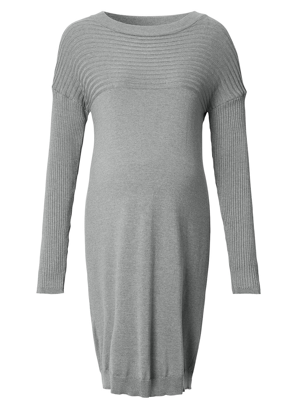 Grey Ribbed Detail Fine Knit Maternity Dress by Esprit