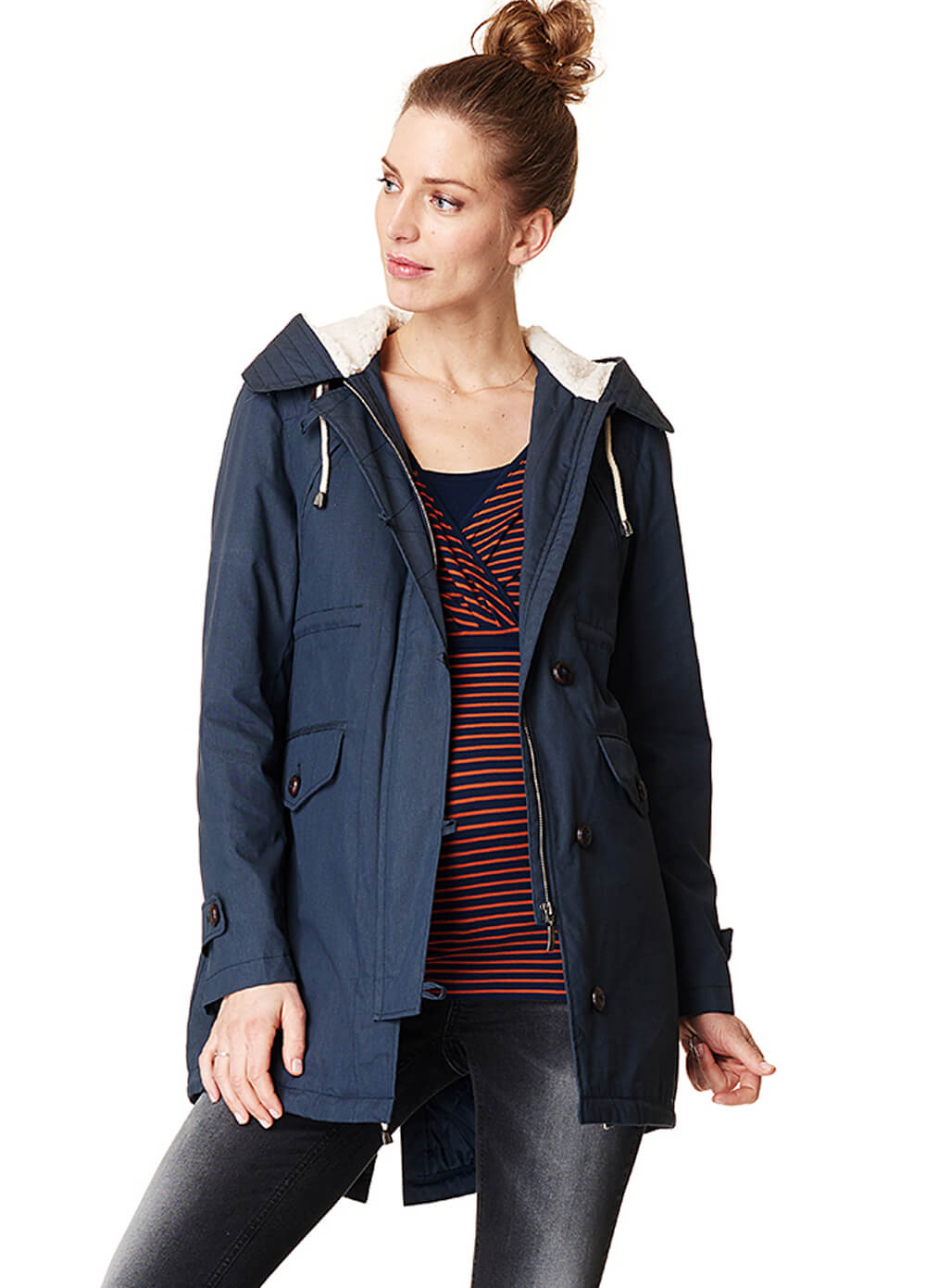 Hooded Winter Maternity Parka in Blue by Esprit