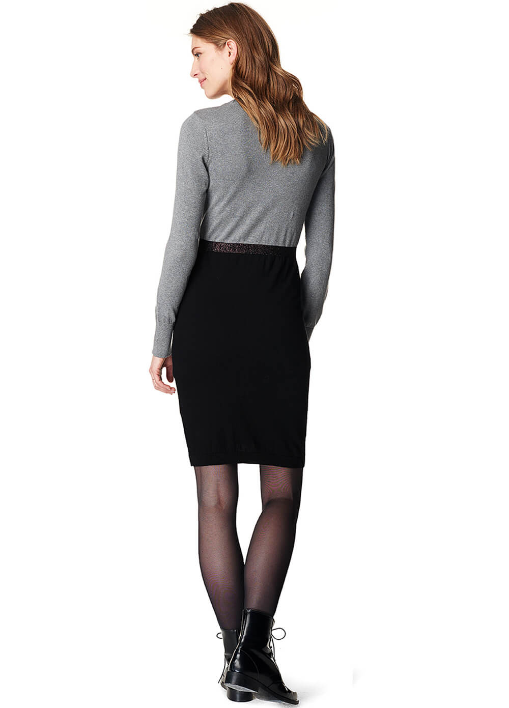 Knitted Black/Grey Colour Block Maternity Dress in by Esprit