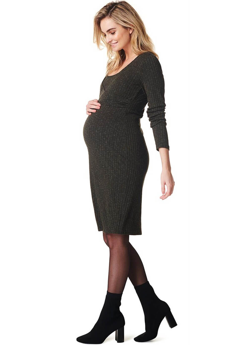 Giulia Maternity & Nursing Knit Dress in Army by Noppies