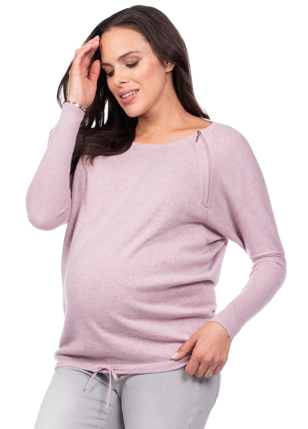 Elowen Maternity Nursing Sweater in Pink by Seraphine