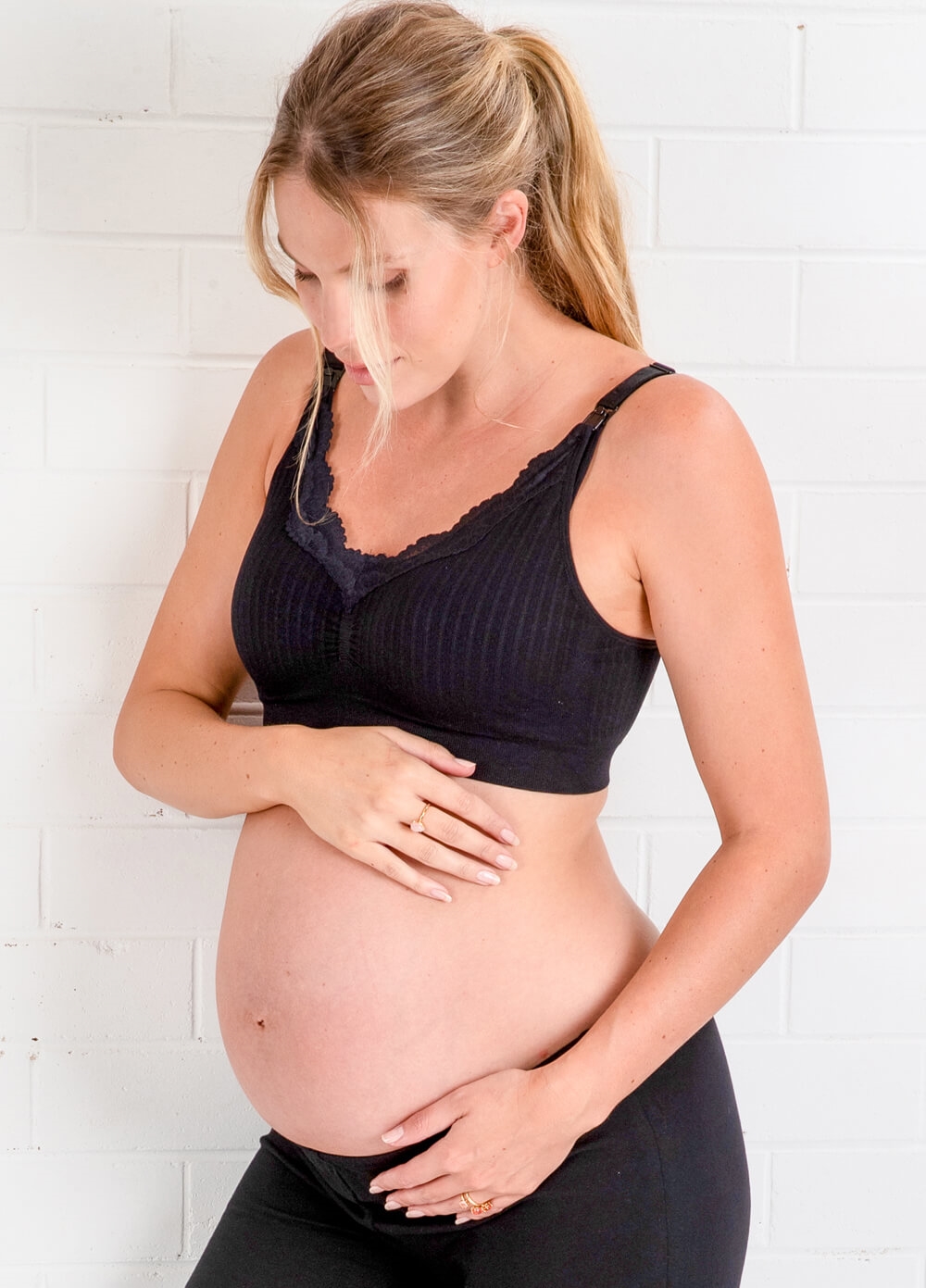 Black Seraphine Lace Trim Maternity & Nursing Bra