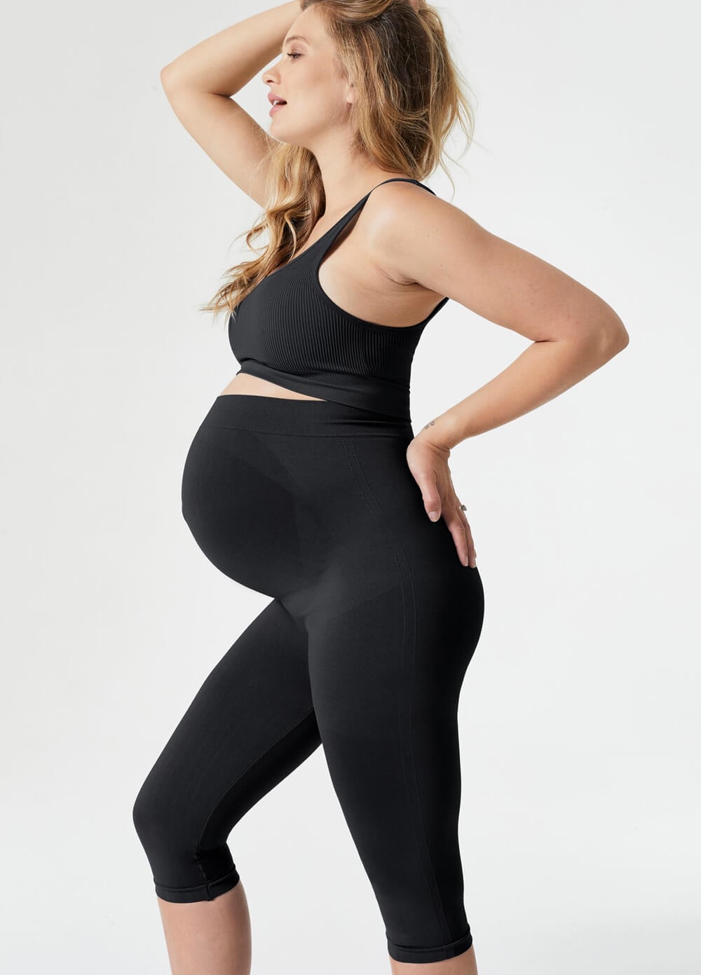 Blanqi Maternity Belly Support Crop Leggings - Black