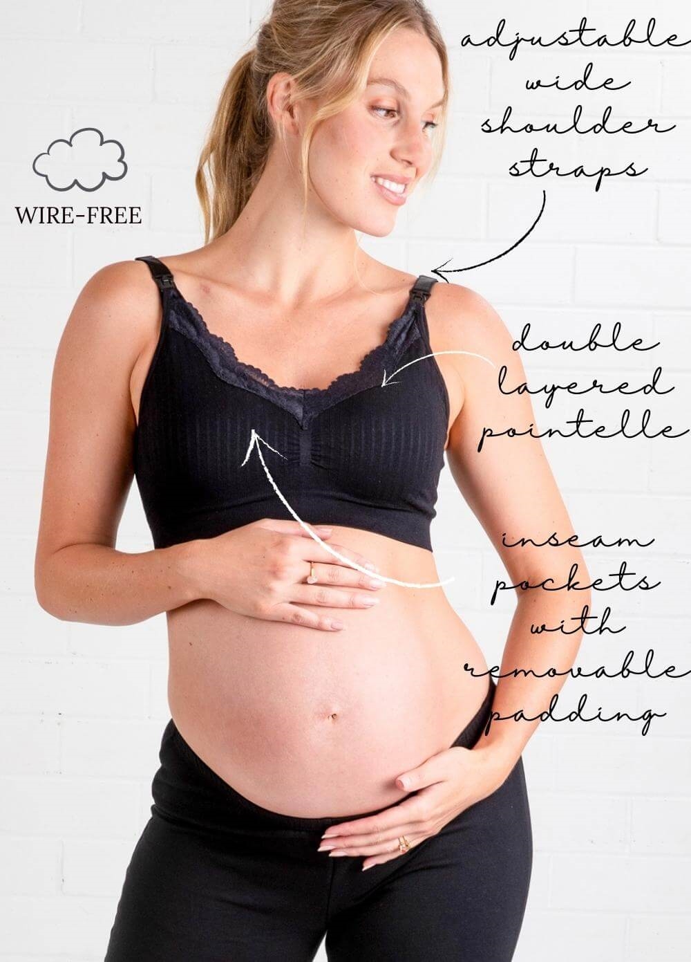 Custom Lace Decor Snap Pregnant Breastfeeding Bra 100% Cotton