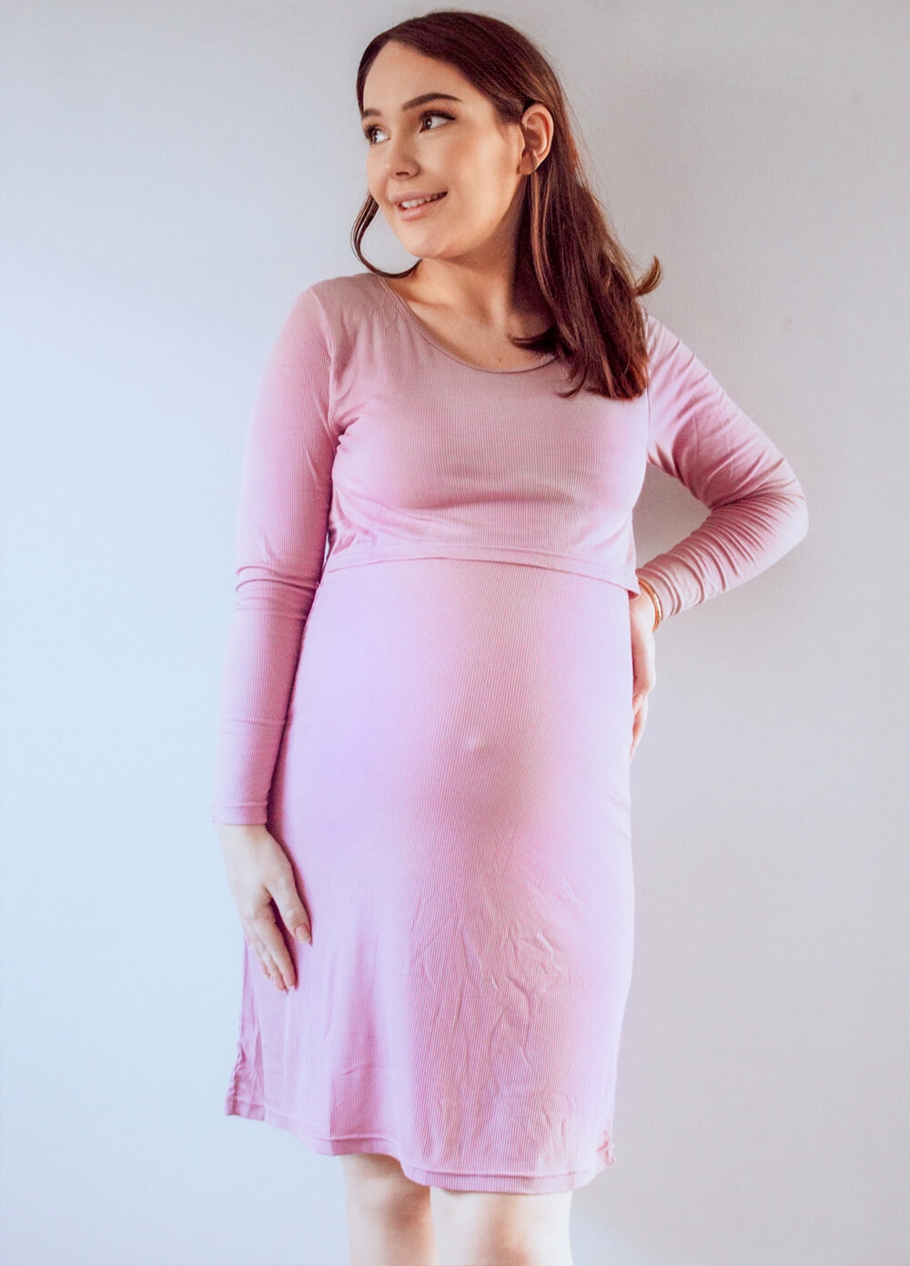 Lait & Co - Nadaleine Maternity Nightie & Robe Set in Pink