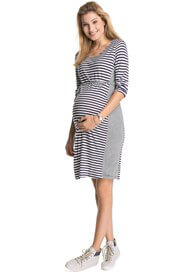 Side Panel Maternity T Shirt  Dress  in Blue Stripes by Esprit 