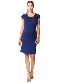 Lace Insert Maternity Dress in Navy by Esprit