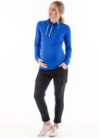 Ayette Cowl Neck Maternity Nursing Pullover in Blue by Lait & Co