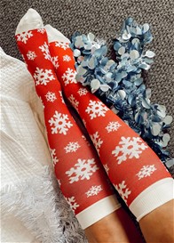 Mama Sox - Excite Compression Socks in Red Snowflake