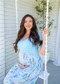 Seraphine Blue Floral Tiered Maternity Dress + Jersey Slip - Indiana