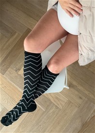 Mama Sox - Delight Compression Socks in Black Chevron