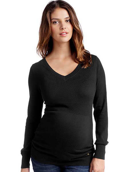 Black V-Neck Maternity Knit Sweater by Esprit
