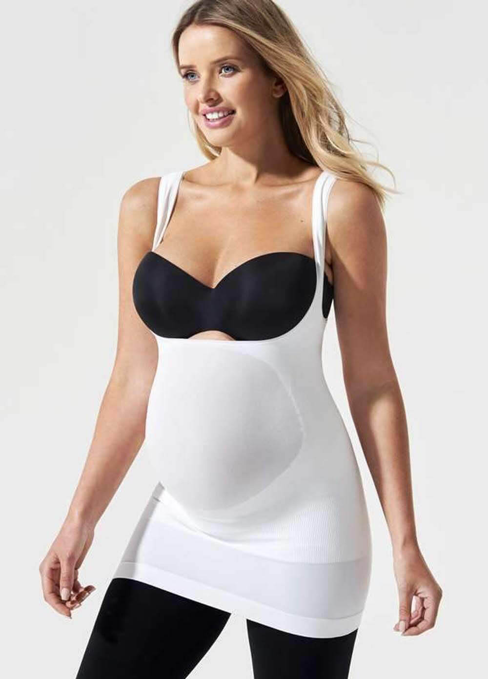 Underbust Maternity Shapewear Support Tank in White by Blanqi