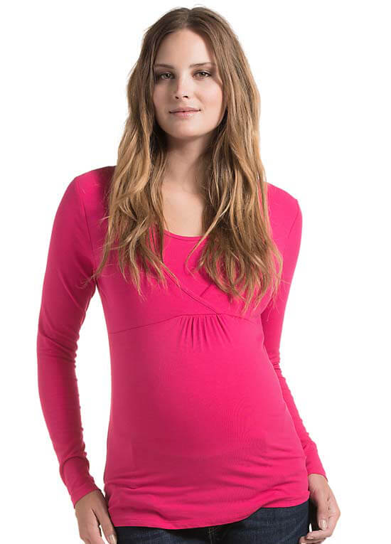 Long Sleeve Maternity/Nursing Top in Azalea by Esprit