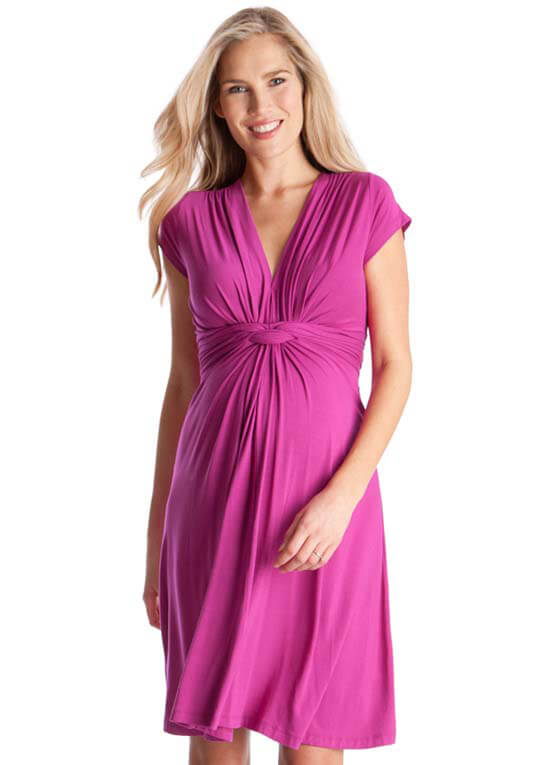 Fuchsia Pink Knot Front Maternity Dress by Seraphine